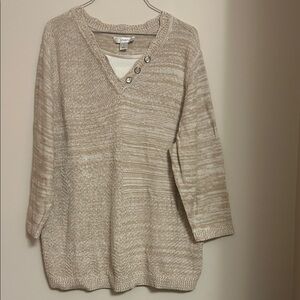 C J Banks knit beige/cream pullover sweater various patterns 3/4 sleeve size 2X